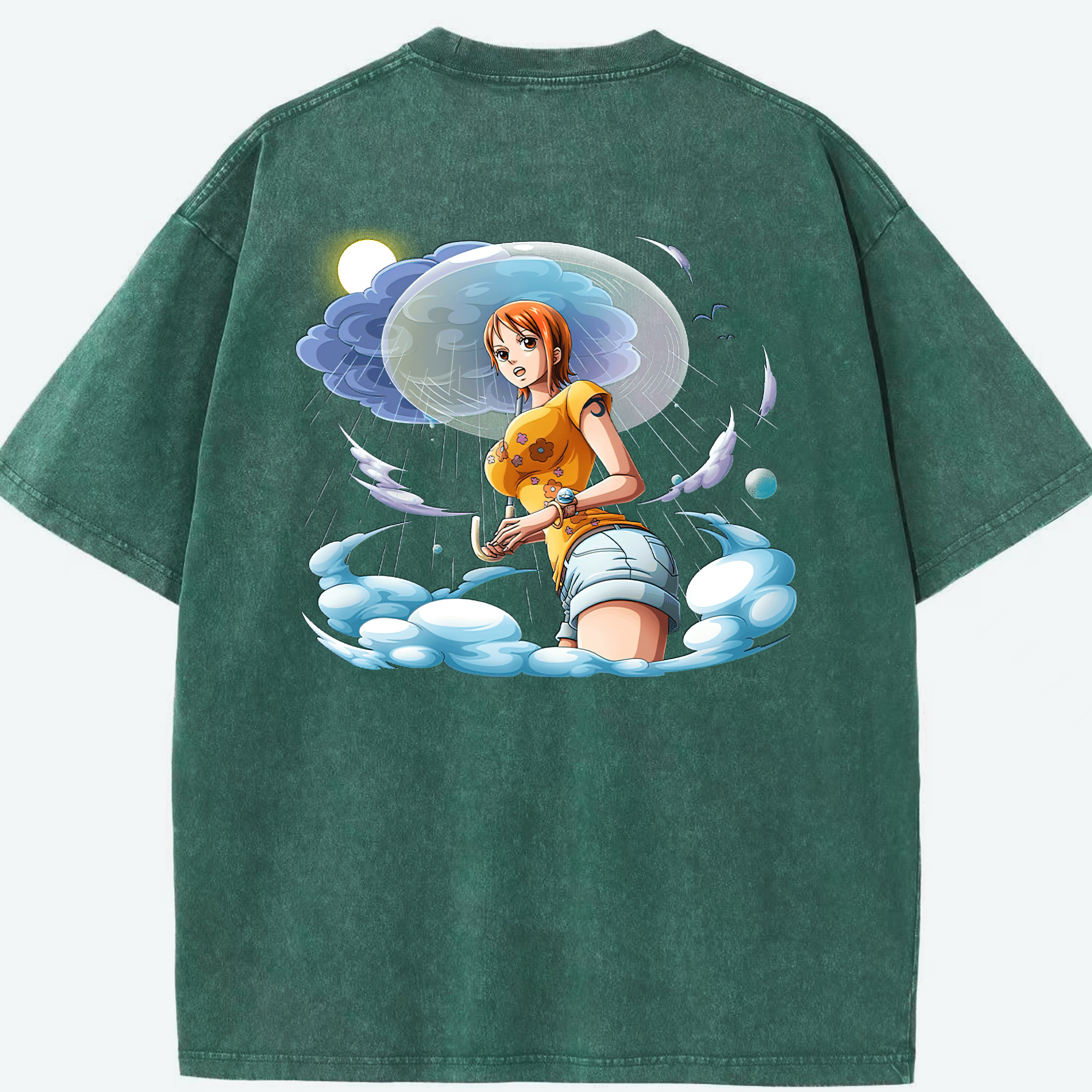 ワンピース ナミ ONE PIECE Nami 綿100% ヴィンテージ風 半袖Tシャツ（背面プリント）
